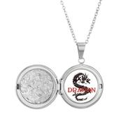 no/no Collier avec médaillon motif dragon de l'est de l'ouest - Cadeau d'anniversaire