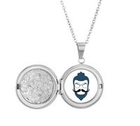 no/no Collier avec médaillon pour barbe, style lunettes antiques, pour cheveux, cadeau d'anniversaire