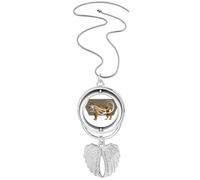 no/no Collier avec pendentif ailes féroces de tigres félins et ailes d'ange, M