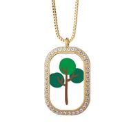 no/no Collier avec pendentif arbre de rechange vert Art déco avec strass et cristaux dorés