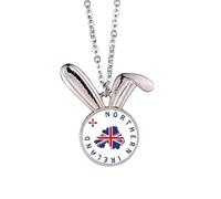 no/no Collier avec pendentif carte drapeau Irlande du Nord Lapin Bijoux Cadeau