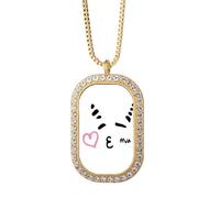 no/no Collier avec pendentif carte du baiser de mouton, art déco, bijoux dorés en cristal de diamant