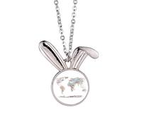 no/no Collier avec pendentif carte du monde et géographie de la géographie du monde