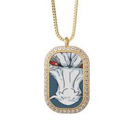 no/no Collier avec pendentif cheval blanc impérial en cristal de diamant doré