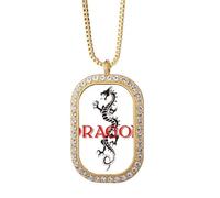 no/no Collier avec pendentif dragon mythe oriental et occidental avec cristaux dorés