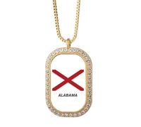 no/no Collier avec pendentif drapeau américain Alabama en cristal de diamant Doré