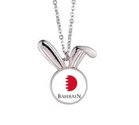 no/no Collier avec pendentif drapeau asiatique du Bahreïn - Lapin du Golfe Persique
