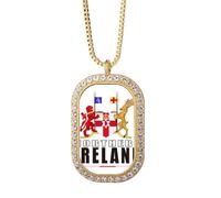 no/no Collier avec pendentif drapeau carte de l'Irlande du Nord avec strass Doré
