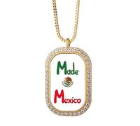 no/no Collier avec pendentif drapeau mexicain en forme de cactus et aigle mexicain
