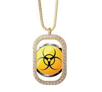 no/no Collier avec pendentif en cristal de diamant avec logo sur fond jaune et substance dangereuse