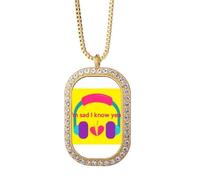 no/no Collier avec pendentif en cristal de diamant avec paroles émotionnelles classiques anglaises