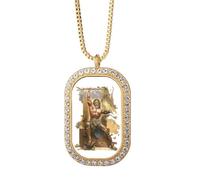 no/no Collier avec pendentif en cristal doré avec inscription « Gods Thunder Thr authority »