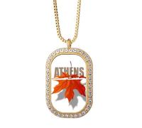 no/no Collier avec pendentif en cristal doré avec pendentif en forme de ville d'Athènes