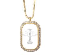 no/no Collier avec pendentif en cristal doré avec technologie militaire aéronautique