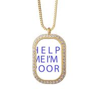 no/no Collier avec pendentif en cristal doré Help Me I Am Poor Art déco