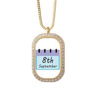 no/no Collier avec pendentif en cristal doré pour la journée internationale de l'alphabétisation