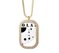 no/no Collier avec pendentif en cristal et cristal de diamant - Trajectoires planétaires locales - Système solaire