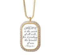 no/no Collier avec pendentif en cristal et cristal doré avec inscription « Hope Quotes Error » Art Déco