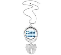 no/no Collier avec pendentif en forme d'ailes d'ange avec drapeau de la Grèce, M