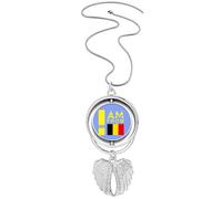 no/no Collier avec pendentif en forme d'ailes d'ange avec inscription « I Am From Belarus », M