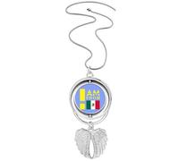 no/no Collier avec pendentif en forme d'ailes d'ange avec inscription « I Am From Mexico », M