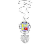 no/no Collier avec pendentif en forme d'ailes d'ange avec inscription « I Am From Timor Leste », M
