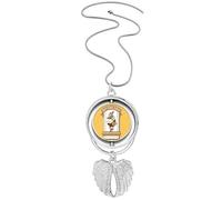 no/no Collier avec pendentif en forme d'ailes d'ange en forme de ruban, motif journal, M