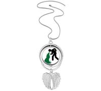 no/no Collier avec pendentif en forme d'ailes d'ange et de nausée verte, M