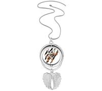 no/no Collier avec pendentif en forme d'ailes d'ange - Œil de tigre - En forme de larme, M
