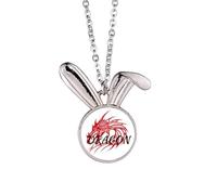 no/no Collier avec pendentif en forme d'ailes de l'ouest de l'Est et de l'Ouest mythique - Dragon et lapin