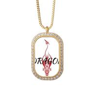 no/no Collier avec pendentif en forme d'ailes de l'Ouest de l'Est et du dragon en cristal de diamant Doré