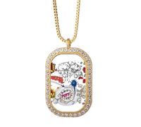 no/no Collier avec pendentif en forme de boîte de dialogue de dessin animé, bijoux dorés en cristal de diamant