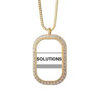 no/no Collier avec pendentif en forme de bouton de résolution de problèmes, bijoux en or