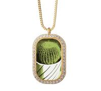no/no Collier avec pendentif en forme de cactus mexicain avec cristal doré