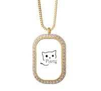 no/no Collier avec pendentif en forme de carte de chat - Art déco - Bijoux dorés en cristal