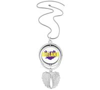 no/no Collier avec pendentif en forme de carte de l'Islande avec ailes d'ange, M