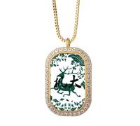 no/no Collier avec pendentif en forme de cerf vert en cristal de Chine