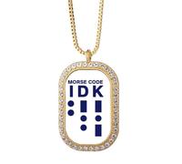 no/no Collier avec pendentif en forme de code Morse avec pendentif en cristal de diamant Doré