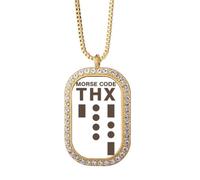 no/no Collier avec pendentif en forme de code Morse - Avec pendentif en forme de pointillé - Bijou doré