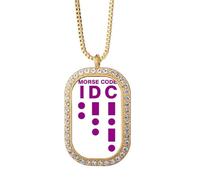 no/no Collier avec pendentif en forme de code Morse - Bijou doré avec strass