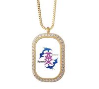 no/no Collier avec pendentif en forme de constellation de poissons et cristaux dorés