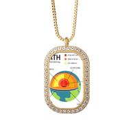 no/no Collier avec pendentif en forme de cœur de la terre et de la géographie hiérarchique - Bijoux dorés