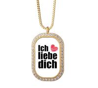 no/no Collier avec pendentif en forme de dialecte allemand « I Love You » - Bijou doré avec strass
