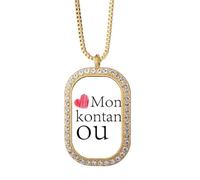 no/no Collier avec pendentif en forme de dialecte avec inscription « I Love You » en cristal et cristal doré