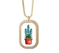 no/no Collier avec pendentif en forme de fleur en pot - Art déco - Bijoux dorés