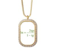 no/no Collier avec pendentif en forme de formule mathématique avec équation informatique en cristal de diamant doré