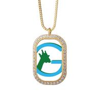 no/no Collier avec pendentif en forme de girafe en cristal doré
