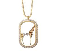 no/no Collier avec pendentif en forme de girafe et cristal doré