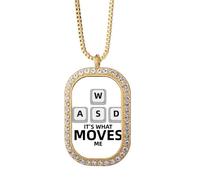 no/no Collier avec pendentif en forme de jeu Power Guide Direction - Bijoux dorés en cristal de diamant