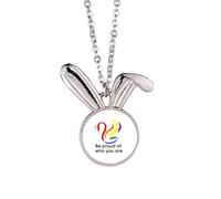 no/no Collier avec pendentif en forme de lapin avec inscription « Be Proud Of Who You Are » Art déco